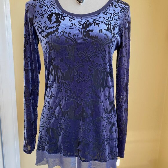 SIMPLY VERA Wang plum purple burnt velvet chiffon tunic, sz XS - Picture 6 of 6